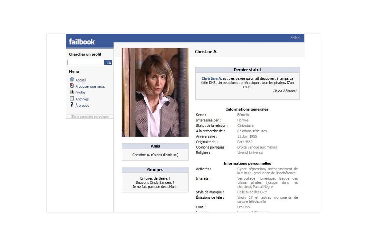 Failbook - profil